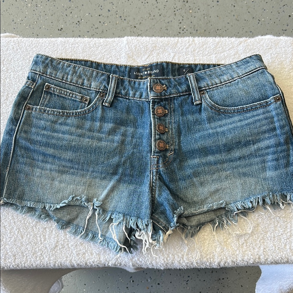 Lucky Brand Light Blue Denim Jean Shorts - Frayed Hem